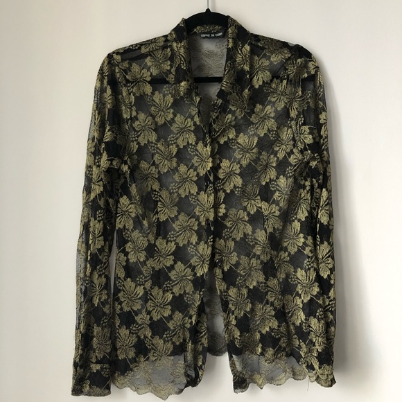 Vintage gold and black lace blouse - Picture 2 of 2